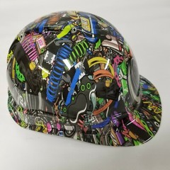 Hard Hat custom hydro dipped , OSHA approved CAP STYLE, TUNER STICKER BOMB TURBO