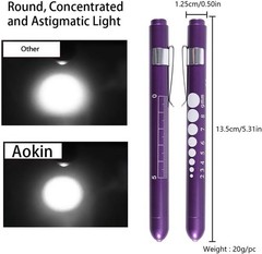 Portable Aluminum Medical LED Penlight with Pupil Gauge for Nurses & Doctors