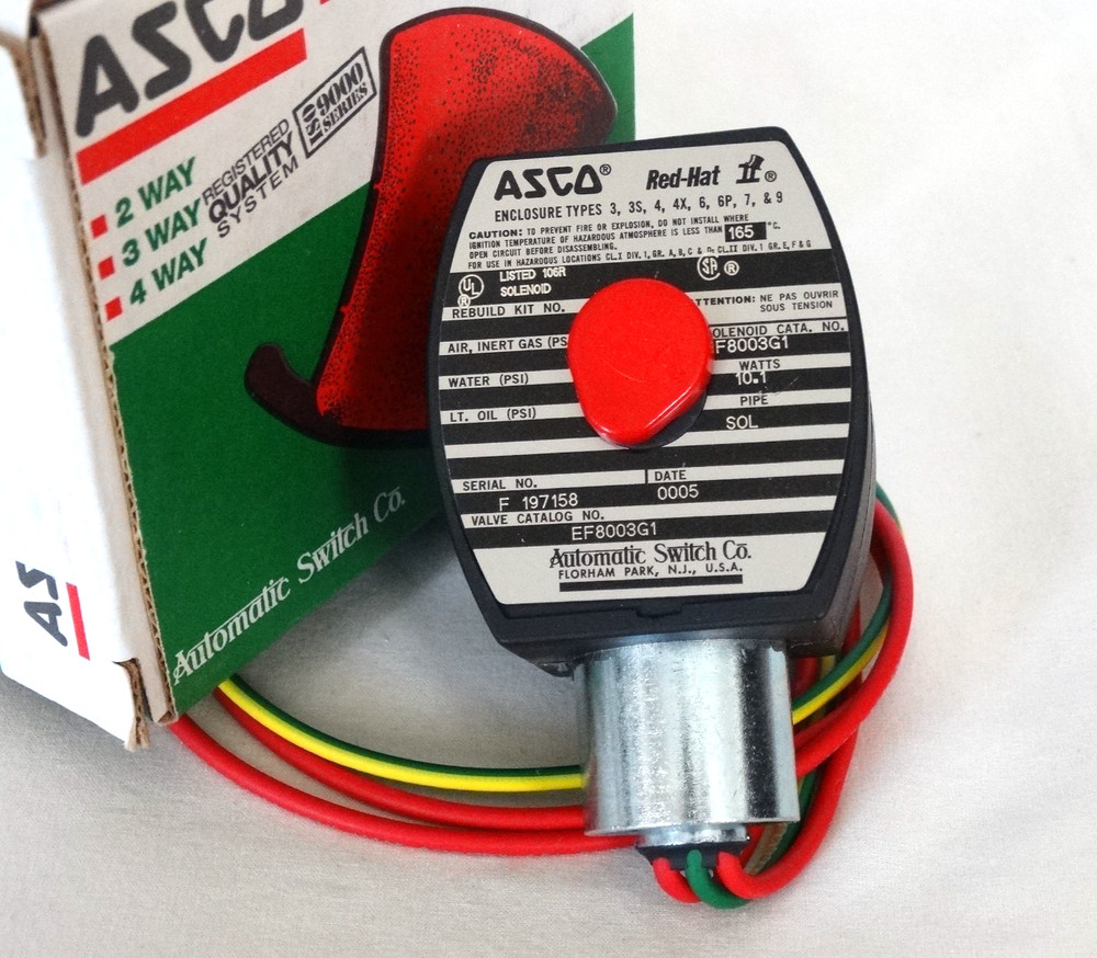 ASCO Red-Hat II 1/4″ NPT 3-Way Stainless Solenoid Valve EF8003G1