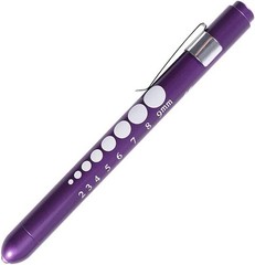 Professional LED Medical Pen Light with Pupil Gauge – Lightweight Purple Design