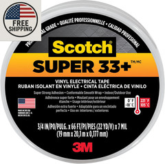 3M Scotch Super 33+ Vinyl Electrical Tape, .75-Inch by 66-Feet