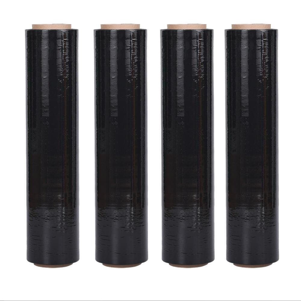 4 Rolls 18″ x 1000′ Pallet Wrap Stretch Film Hand Shrink Wrap Black 1000FT NEW