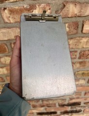 Vintage Metal Aluminum Clipboard Storage Form Holder Flip Top Clip Small