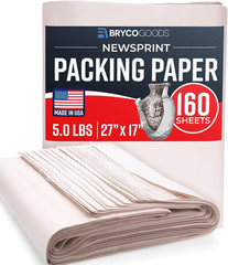 Bryco Goods Newsprint Packing Paper Sheets for Moving 5Lb, 160 Sheets, 27″ X 17″