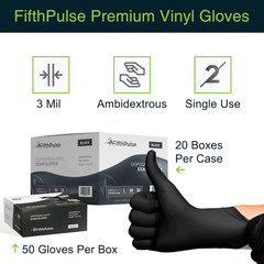 Black Vinyl Disposable Gloves – Powder and Latex Free Medical Exam G