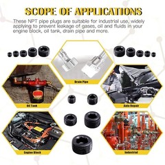 25Pcs NPT Plug Set Pipe Plug Assortment Kit 1/8″ 1/4″ 3/8″ 1/2″ 3/4″Carbon Steel