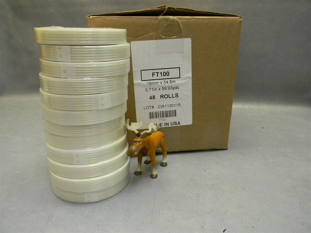 FT100 FILAMENT TAPE 48RLS/CS 18mmx55M CLEAR 59.93 yards per roll 1 Case/48 Rolls