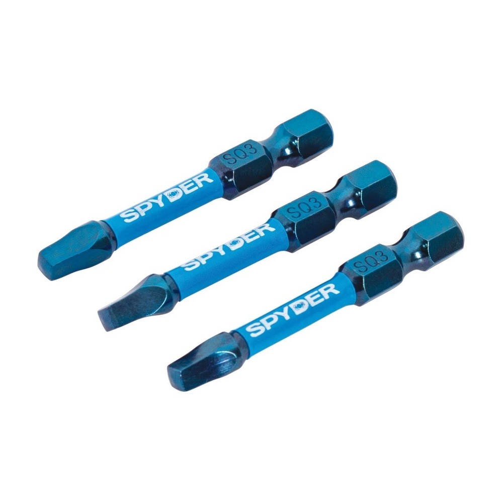 Spyder 19625 Mach-Blue Impact Rated SQ3 2in Driver Bits 3Pk 1/4in Hex