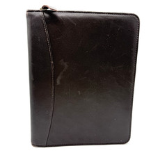 Franklin Covey BrownLeather Planner Cover Zip Around 7 Ring USA Seasons 8”x10”