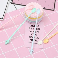 60PCS Candy Color Plastic Mini Coffee Tea Beverage Blender Plastic Disposable