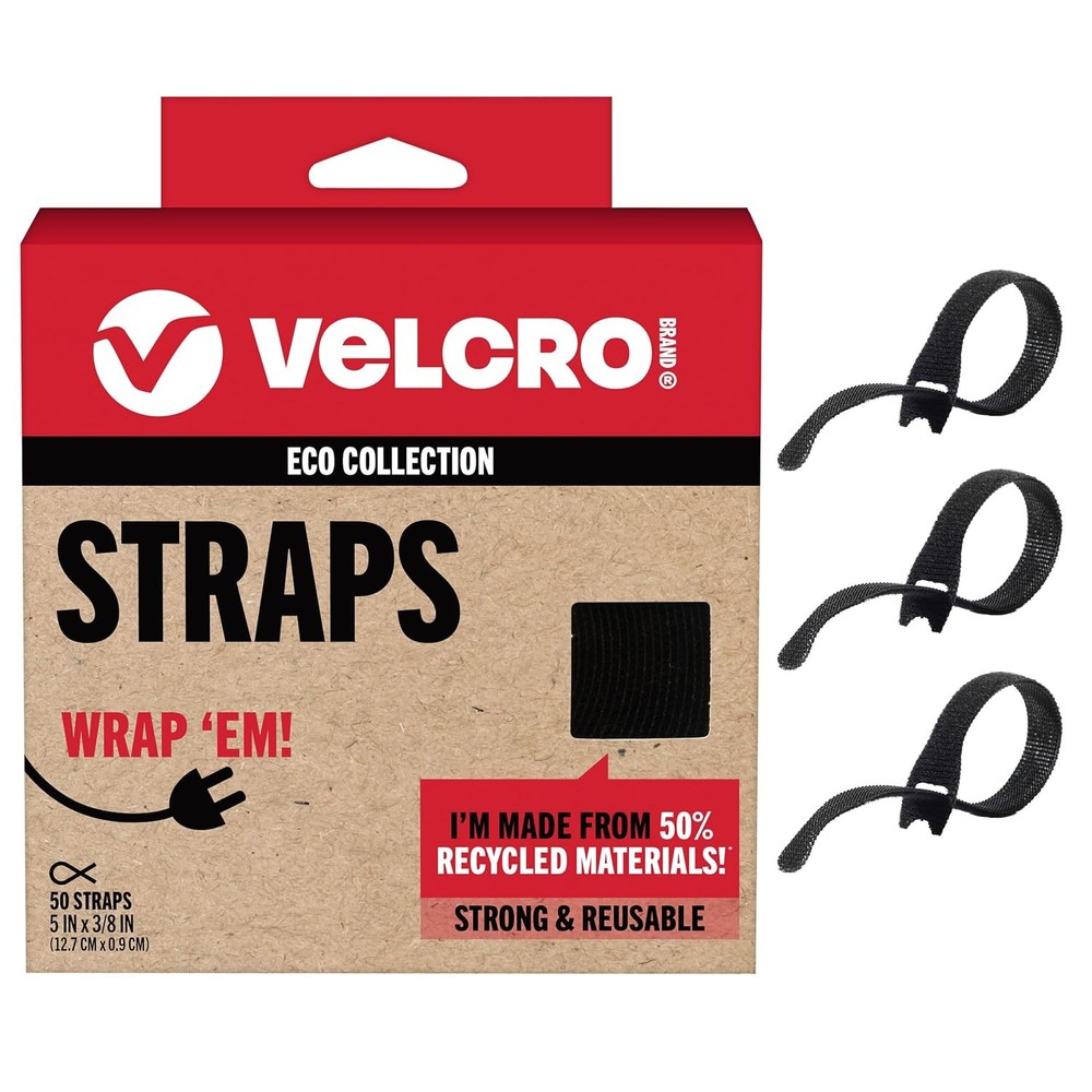 VELCRO Brand ECO Collection | 5 Inch Small Straps for Cords | Reusable Cable Tie