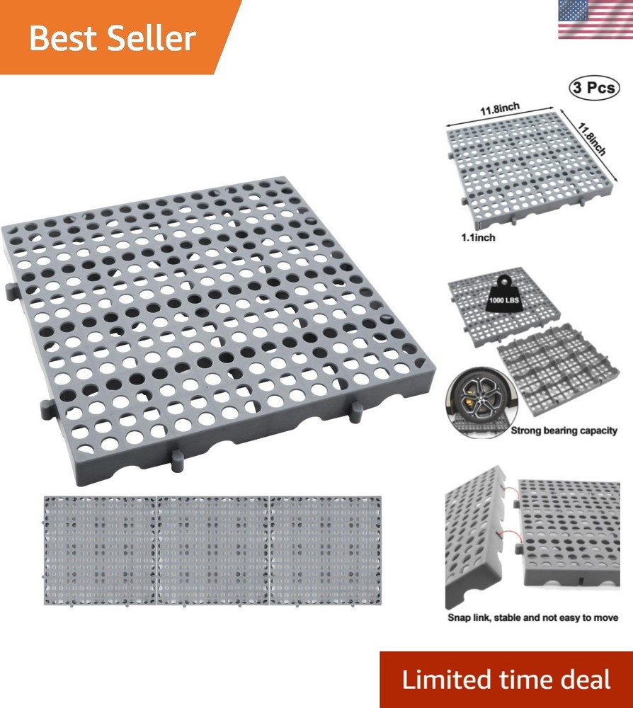 Stackable and Interlocking Heavy Duty Plastic Pallets – 3-Pack for Versatile Use
