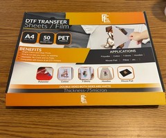 50 Sheets DTF Transfer Film 8.3 x 11.7 Instant Peel PET Transfer Film Matte A4