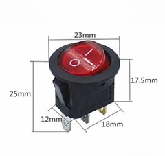 x2 Illuminated Red Round Rocker On/Off Switch SPST 3 Pin New