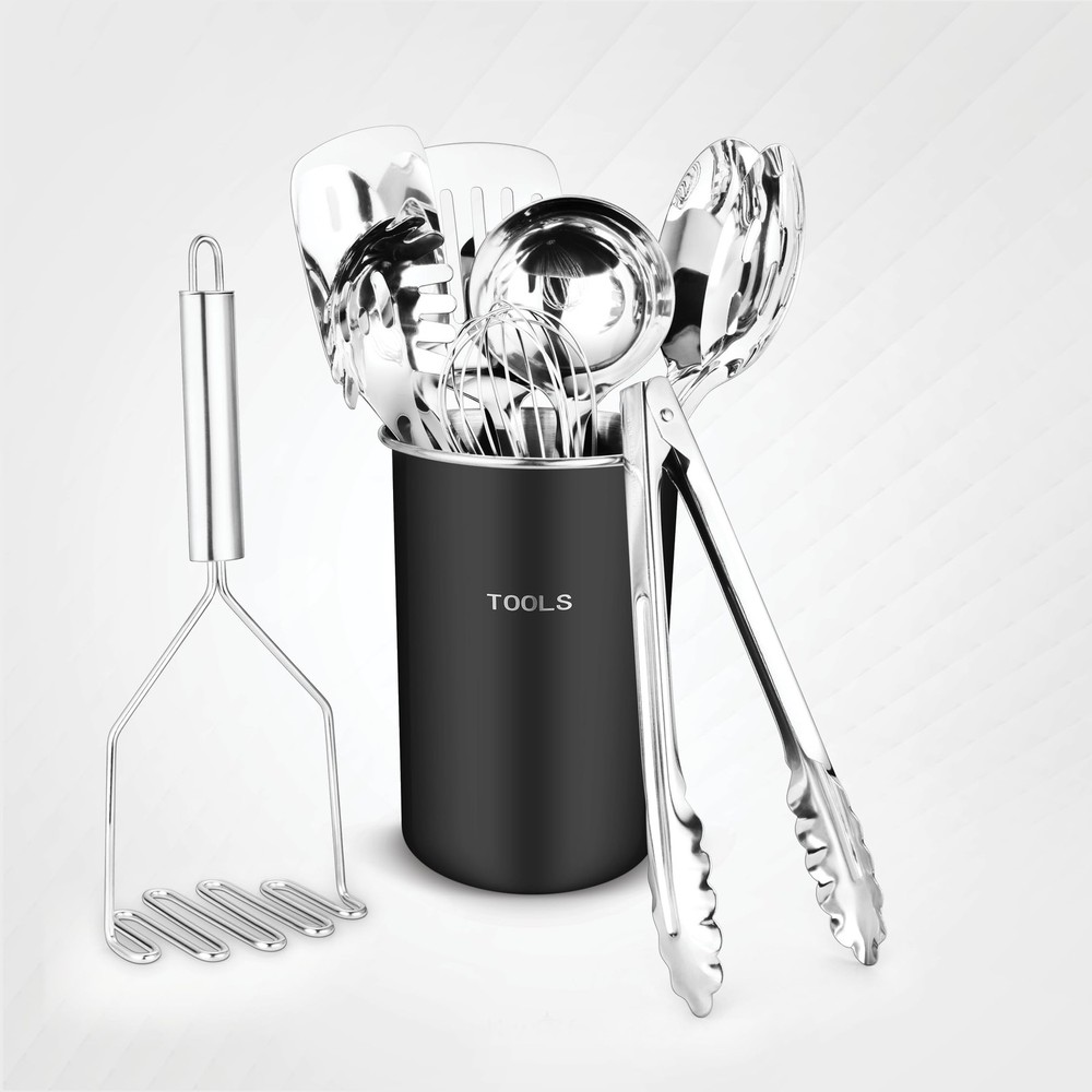 Avador® Premium Set of 10 Stainless Steel (BLACK HOLDER) Kitchen Tool Set with H
