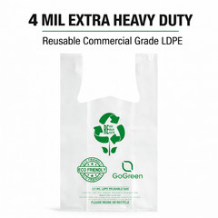 Clear Plastic T-Shirt Grocery Bags 4 Mil Heavy Duty Reusable 1/6 21×6.5×11.5