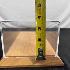 Clear Acrylic Display Case with Beveled Wood Base for Collectibles 12×5.5 Inch