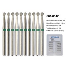 Dental Diamond Burs FG Crown Prep Round End Taper Football Black Red Green 856