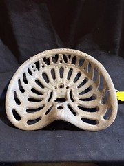 #46 CAST IRON Tractor Implement Seat JOHNSTON HARVESTER CO BATAVIA NEW YORK USA