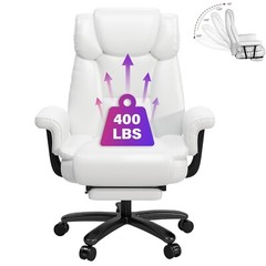 Big and Tall Office Chair Ergonomic Leather Computer Desk Chair with Footrest