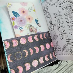 Blue Green Mushroom and Moon Goddess Handmade Junk Journals with Ephemera Folio