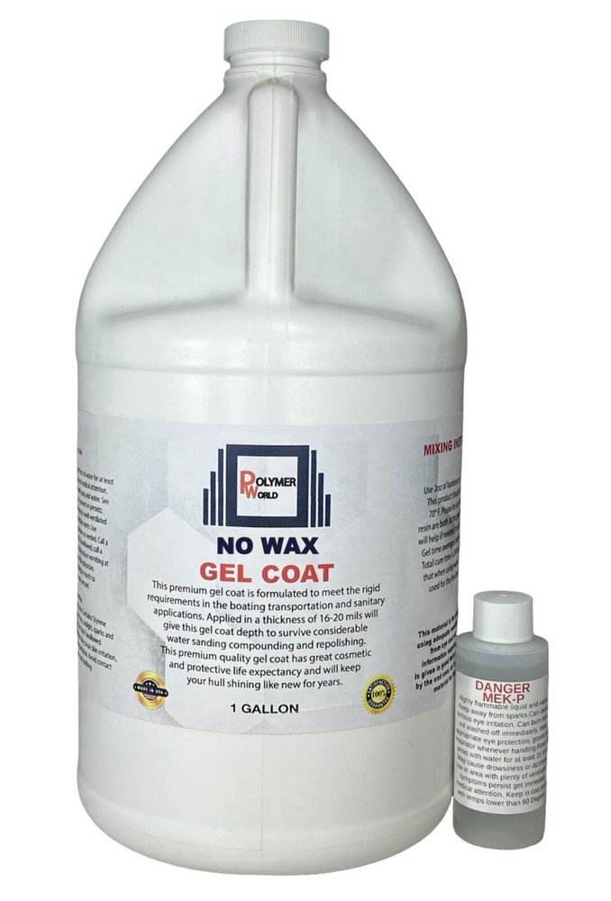 Polymer World White Gelcoat NO WAX 1 Gallon, Boats, Cars, RV, Fiberglass ,Tubs