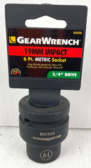 19mm Gearwrench Impact Socket, Shallow Well, 3/4″ Drive, 6-Point, # 84830D