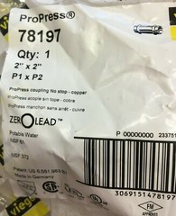 Viega ProPress 2″ x 2″ Copper Coupling No Stop 78197 New Free Shipping
