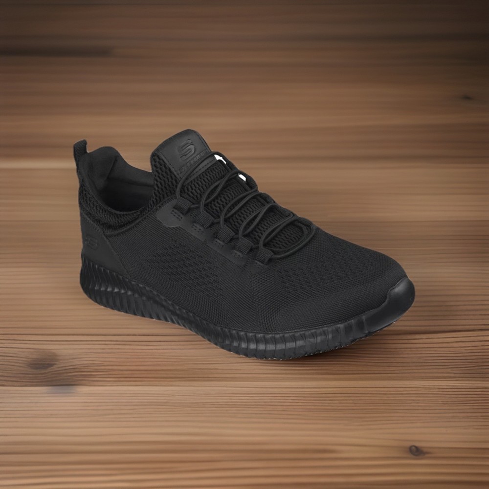 Skechers Work Cessnock 77188W/BLK Wide Fit Slip Resistant Mens 8.5 Black