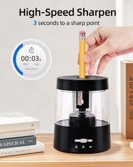Electric Pencil Sharpener for Kids – 3 Modes, Battery Powered & USB, Tungsten…