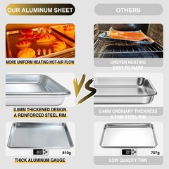 Commercial Quality Baking Sheet Pan Set, Natural Aluminum Cookie Sheet, Warp