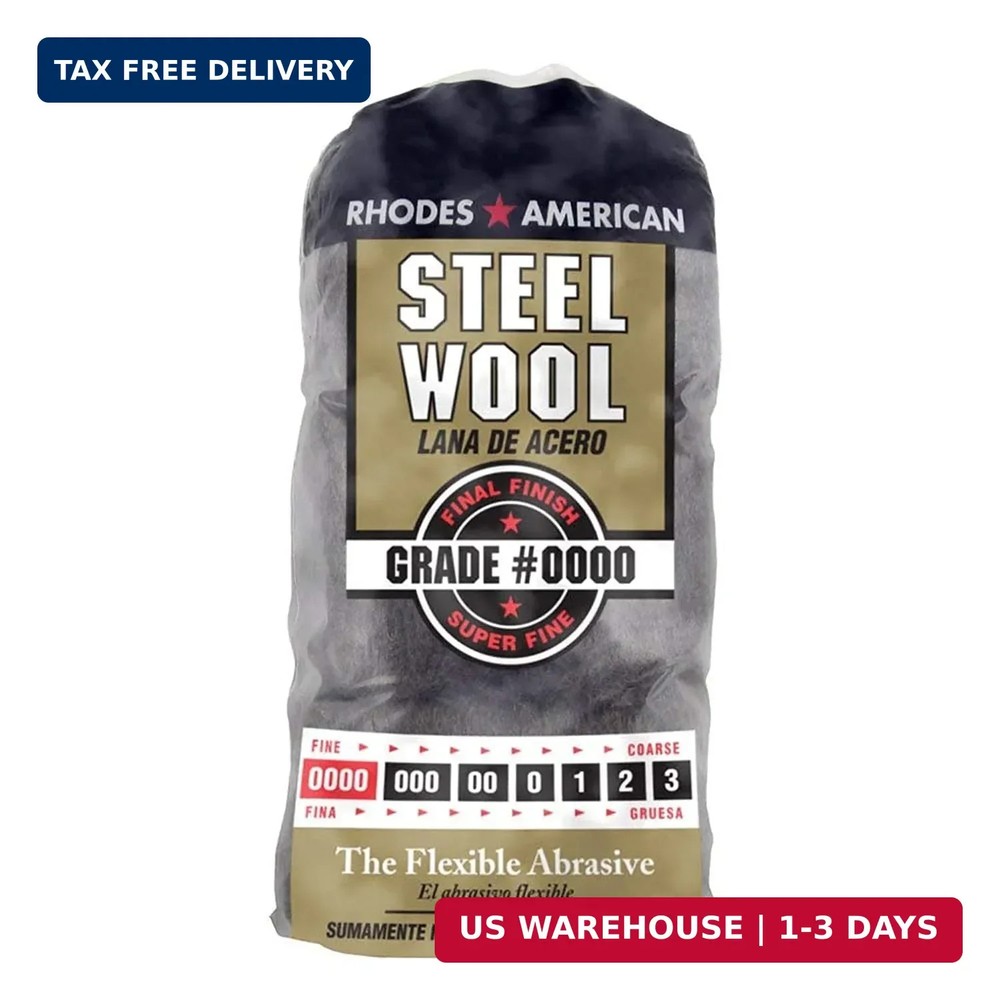 Homax 10120000 Steel Wool, 12 Pad, Grade #0000, Rhodes American, Final Finish