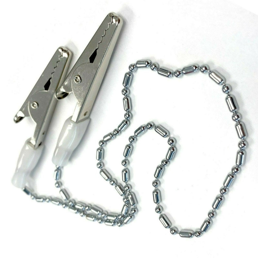 Metal Dental Bibs Clip Napkin Holders White Chain for Dentist (Choose Qty)
