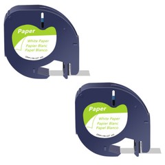 2PK 91330 White Paper Refills for DYMO LetraTag LT100T/100H Label Tape 1/2″x13′