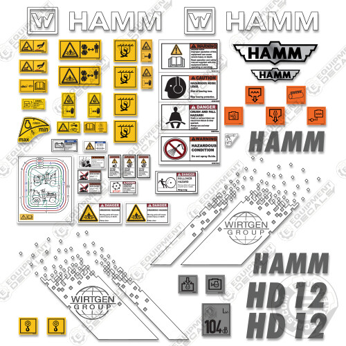 Fits HAMM HD12 Decal Kit Smooth Drum Vibratory Tandem Roller Decals – 3M Vinyl!