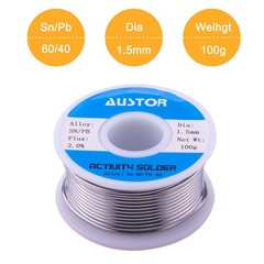 AUSTOR 60-40 Tin Lead Rosin Core Solder Wire for Electrical 1.5mm 100g