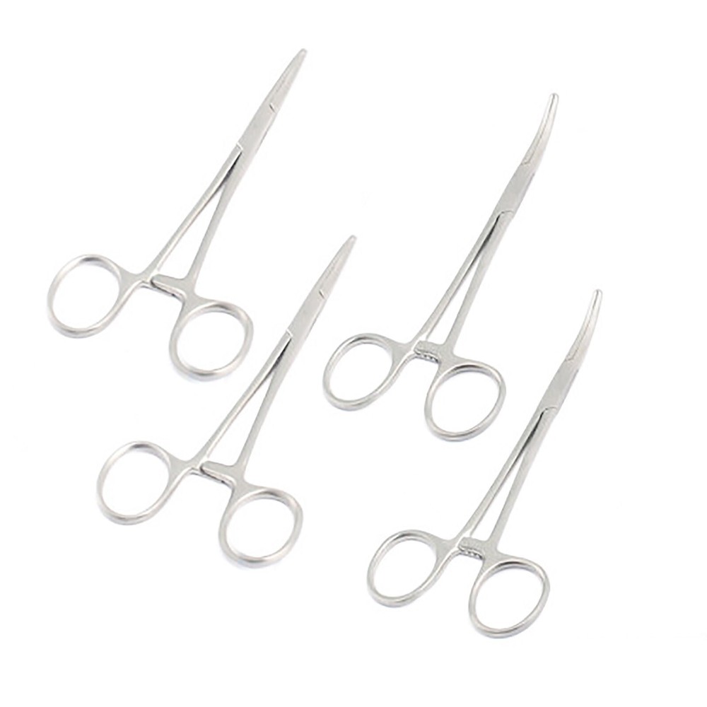 Set Of 4 Pcs Kelly Hemostat Locking Forceps 5.5″ Straight And Curved O.R. Grade