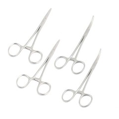 Set Of 4 Pcs Kelly Hemostat Locking Forceps 5.5″ Straight And Curved O.R. Grade