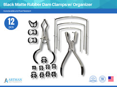 Rubber Dam Kit w/ 12 Anti-Reflection Clamps and Small Medium Large Frames ARTMAN