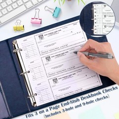 3-Ring Check Binder 1″ D-Ring 9″ X 11.25″ Checkbook Holder for 300 Checks