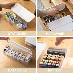 Cable Organizer Storage Box with 7 Wire Ties,Desktop Management Box…