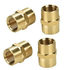 4 Pack 1/4″ X 1/4″ NPT Coupler, Brass Female Pipe Fitting (1/4″ X 1/4″ NPT Femal
