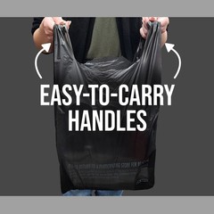 1000 Bags 1/6 Black (21 x 6.5 x 11.5) T-Shirt Plastic Grocery Shopping Bag NEW