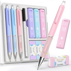 Four Candies 0.5mm Cute Mechanical 3 Count (Pack of 1), pink, purple, blue