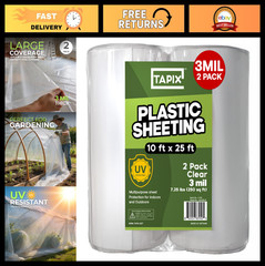Heavy Duty Plastic Sheeting 10′ x 25′ – 3 Mil UV Protection Polyethylene Film (2