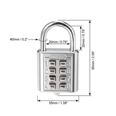 uxcell 8-Digit Combination Padlock Push Button Lock for Locker Silver Tone