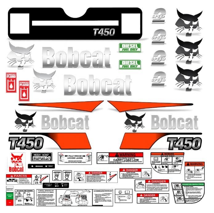 Decal Kit fits Bobcat T450 Track Skid Steer M-2 + Safety & Diesel Stickers USA