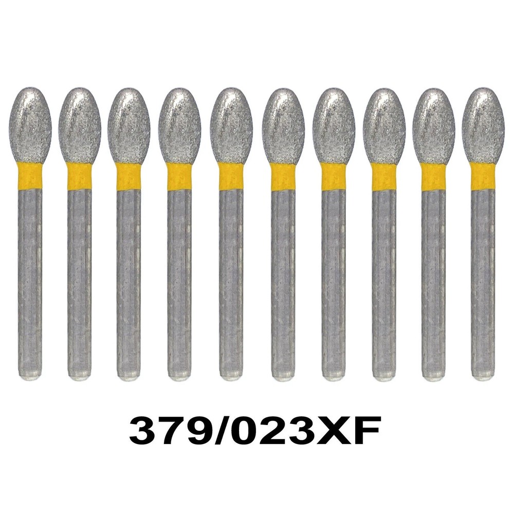 30 Pcs Dental Extra Fine Coarse Fine EGG Shape FG 379/023XF Diamond Burs Yellow