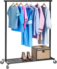 Clothing Clothes Rack on Wheels Heavy Duty Portable Wardrobe Storage