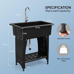32.3 in x 22.4-Inch Indoor and Outdoor Utility Sink with Faucet High Quality New